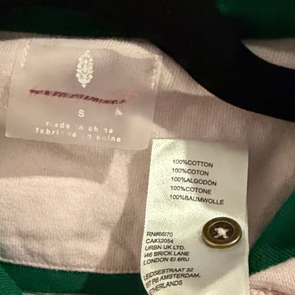 FP Movement by Free People Striped Rugby Shirt in Green and Pink S - Picture 3 of 3